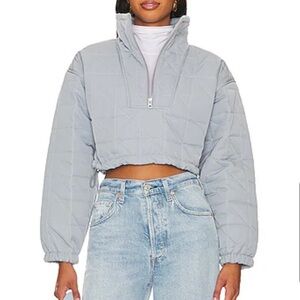 L'ACADEMIE Quinn Cropped Pullover Jacket Puffer Blue Street Date Winter Fall New